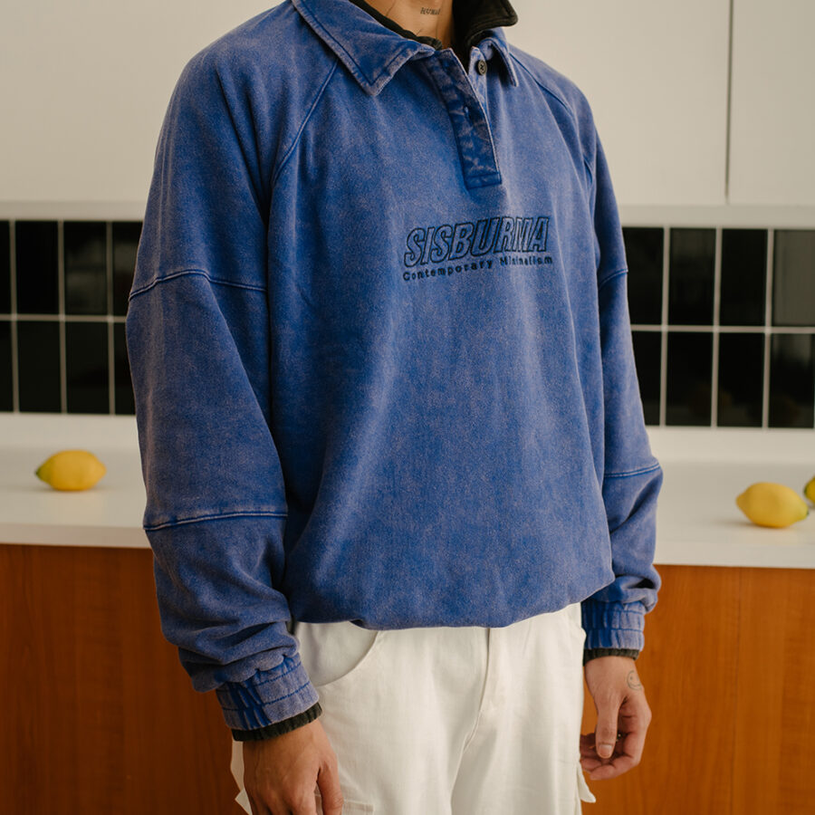 Sisburma Acid Washed Collar Sweatshirt - Image 4