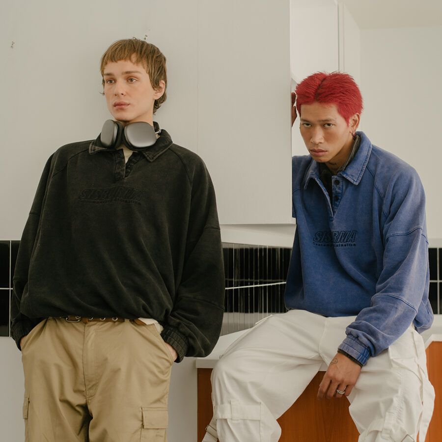 Sisburma Acid Washed Collar Sweatshirt - Image 7